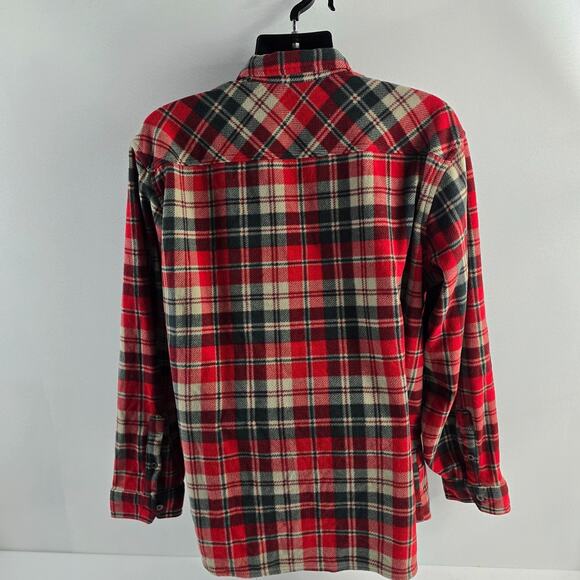 Eddie Bauer flannel button down shirt red gray mens XL 6439 - Picture 3 of 11